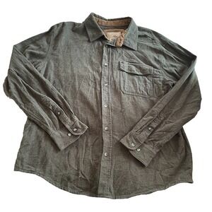 CQR Mens‎ XL Flannel Shirt Green Corduroy Lined Shacket Gorpcore Rugged Outdoor